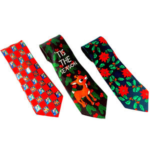 Christmas Ties Lot Rudolph Poinsettia Nativity